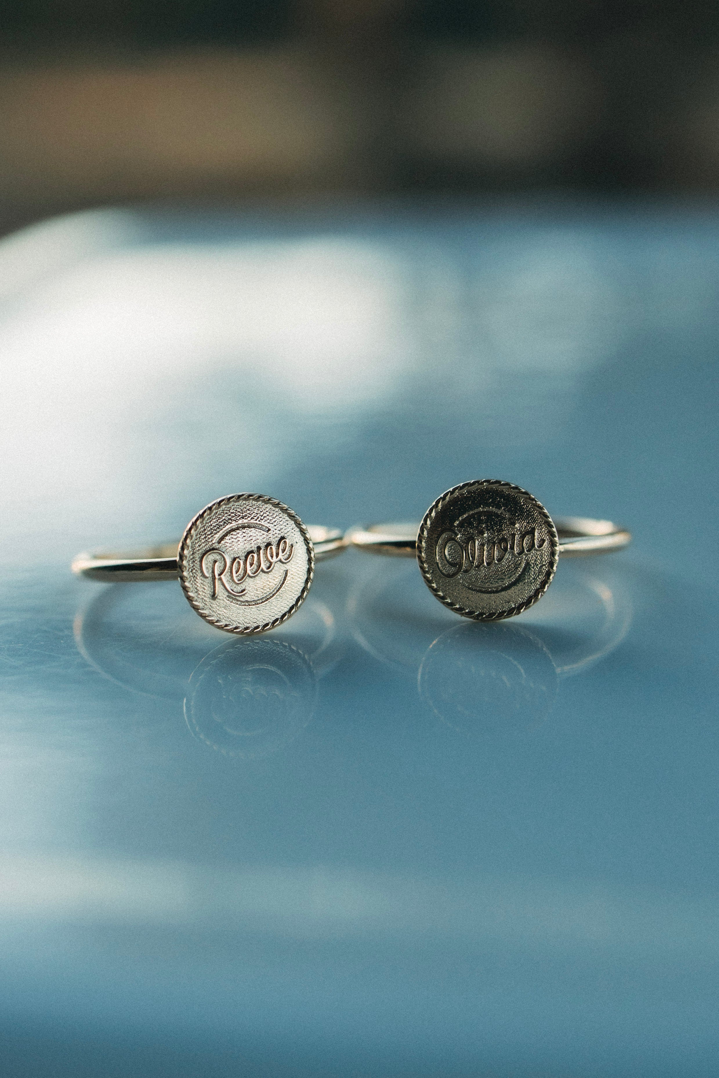 Solid Gold signet rings in the Western Signet design - First names and family names